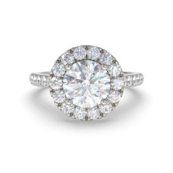 Round Diamond Single Halo Shoulder Set Ring