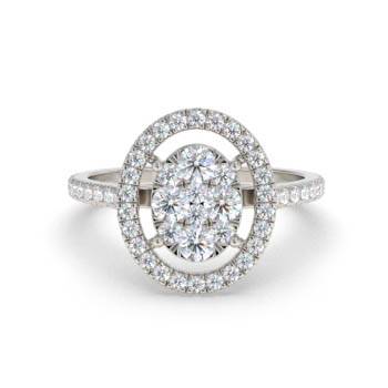 0.40ct Modern Oval Shaped Round Diamond Cluster Halo Ring