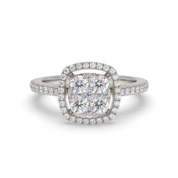 0.85ct Modern Round Diamond Halo Cluster Ring