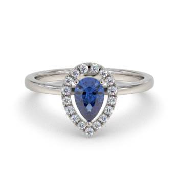 0.50ct Pear Blue Sapphire and Diamond Ring