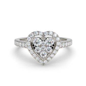 0.45ct Modern Heart Shaped Round Diamond Cluster Ring