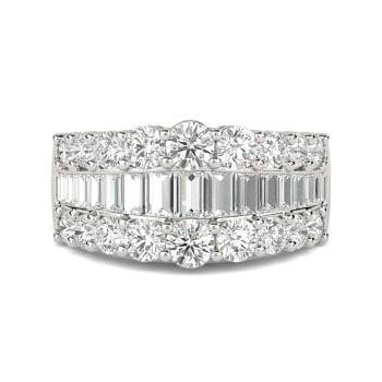 2.20ct Round and Baguette Diamond Multi Row Dress Ring