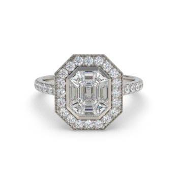 1.20ct Modern Round and Baguette Diamond Designer Ring