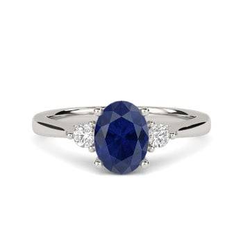 1.80ct Oval Blue Sapphire and Diamond Trilogy  Ring
