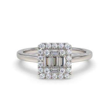 0.25ct Elegant Round and Baguette Diamond Cluster Ring