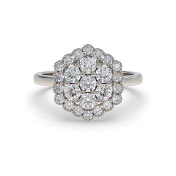0.50ct Modern Hexagon Round Diamond Cluster Ring