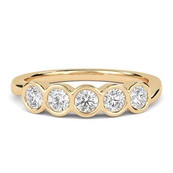 5 Stone Round Diamond Bezel Set Half Eternity Ring