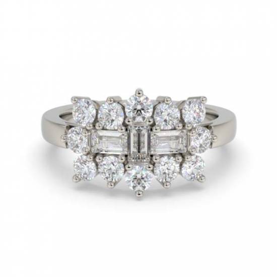 0.50ct Elegant Round and Baguette Diamond Dress Ring