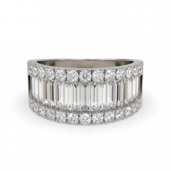 2.00ct Round and Baguette Diamond Multi Row Dress Ring