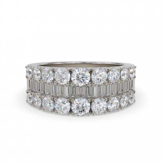 3.00ct Round and Baguette Diamond Multi Row Dress Ring