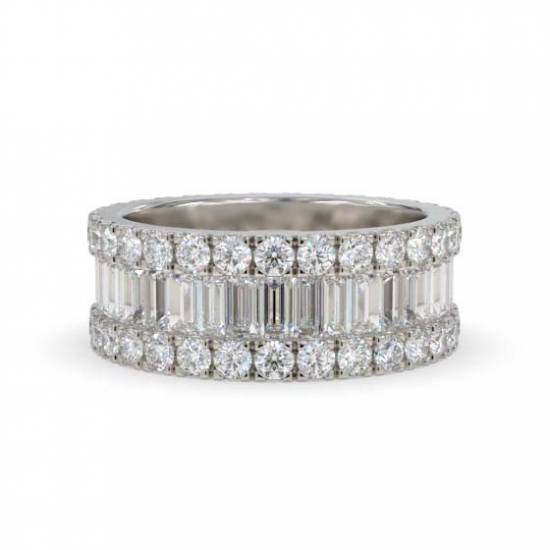 5.50ct Round and Baguette Diamond Mulit Row Dress Ring