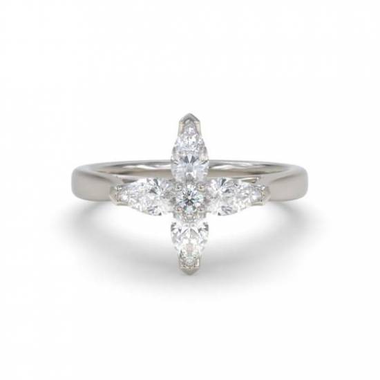 1.25ct Pear Diamond Flower Cluster Ring